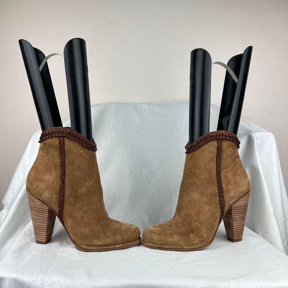 RARE Frye Madeline Trim Fringe Suede Ankle Bootie Size 8.5